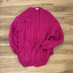 Kori Fuchsia Cable Knit Cardigan